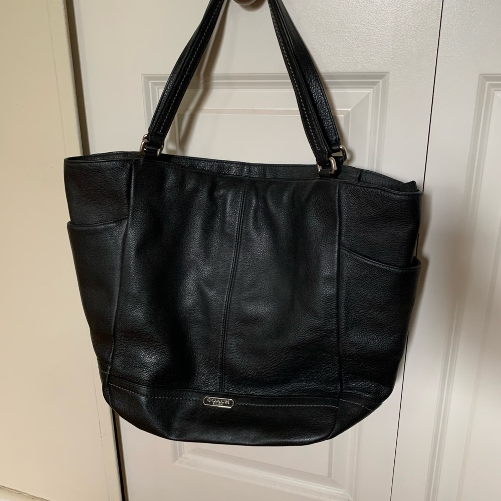 Coach Black Leather Tote Bag